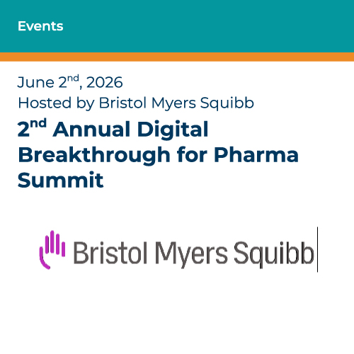 Digital Pharma Summit 2026 event graphic featuring the host logo from Bristol Myers Squibb, and conference date June 2nd, 2026.